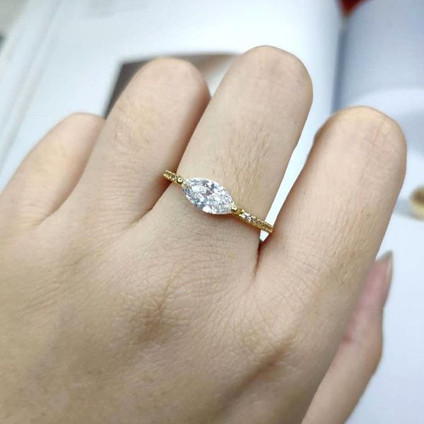 

wedding rings zhouyang for women simple elegant oval zircon light gold silver color party finger ring gift fashion jewelry r870, Slivery;golden