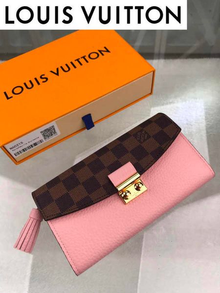 

compact key n60207 pink leather brand long wallets chain wallet pouches designer card holders cases purse clutches luxury q1dz, Black;red