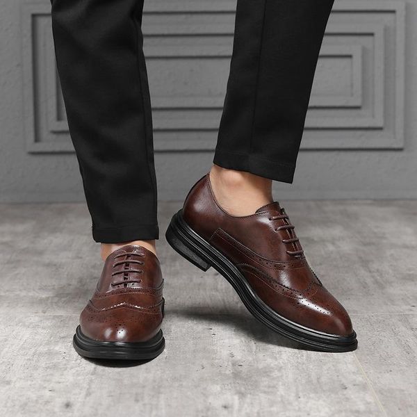 

dress shoes brogue formal leather men elegant brown black fashion wedding for office man classic