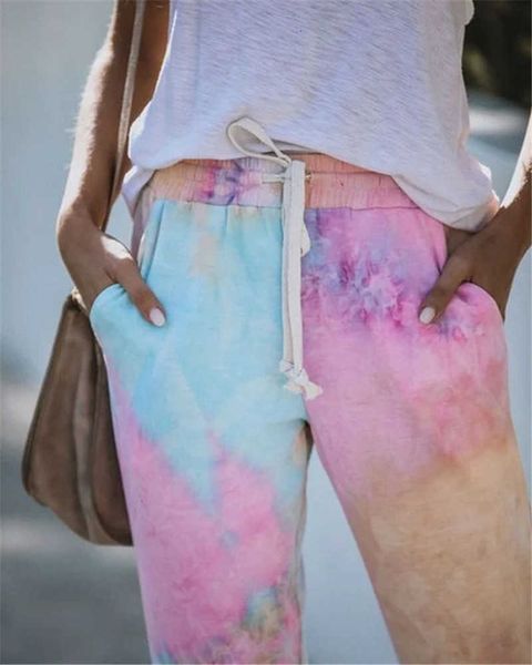 

women's pants & capris womens designer long spring summer home sport tie dye print trousers female clo dm0e, Black;white