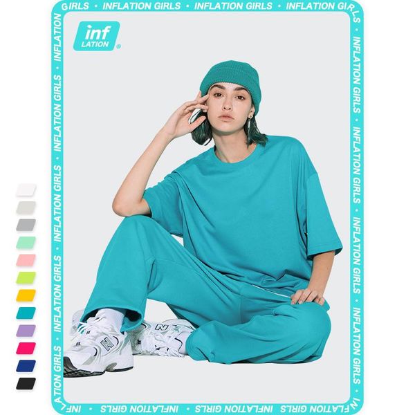 

women's two piece pants inflation summer tracksuit woman pieces set leisure outfits female candy color sweatpant lady loose t-shirts, White