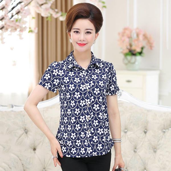 

women's blouses & shirts 2021 women shirt floral blusas femininas short sleeve elegant ladies formal office blouse plus size summer cl, White