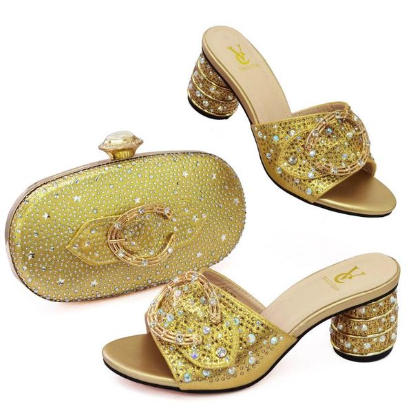 

dress shoes and bag set african sets gold color italian ladies decorated with rhinestone wedding, Black