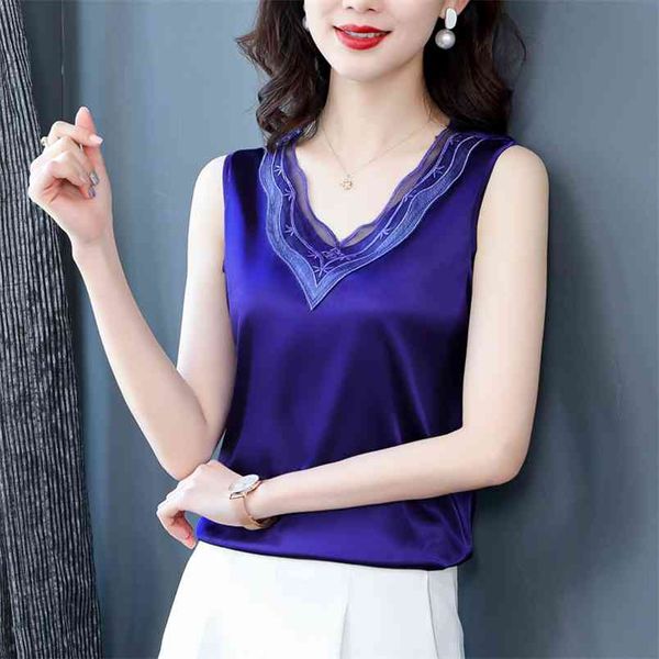 

korean silk women woman satin tank elastic lace halter plus size 4xl sleeveless basic tees 210507, White