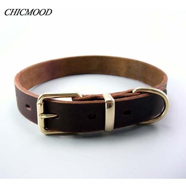

genuine cow leather dog collar alloy buckle adjustable pet collars small large dogs supplies & leashes