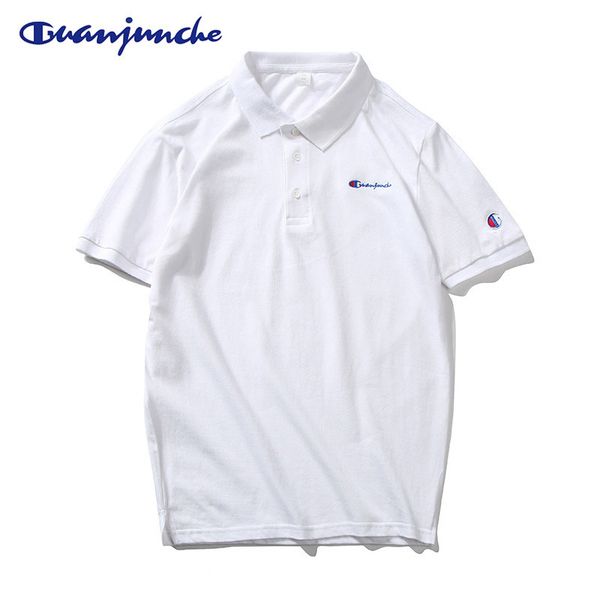 

men's short sleeve t-shirt summer pure cotton polo shirt trendy embroidery casual versatile, White;black