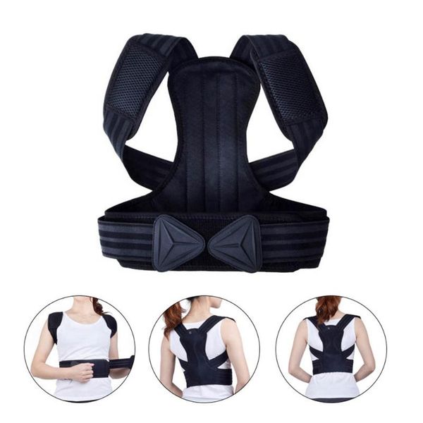 

adjustable back posture corrector shoulder support belt for men women braces & supports, Black;blue