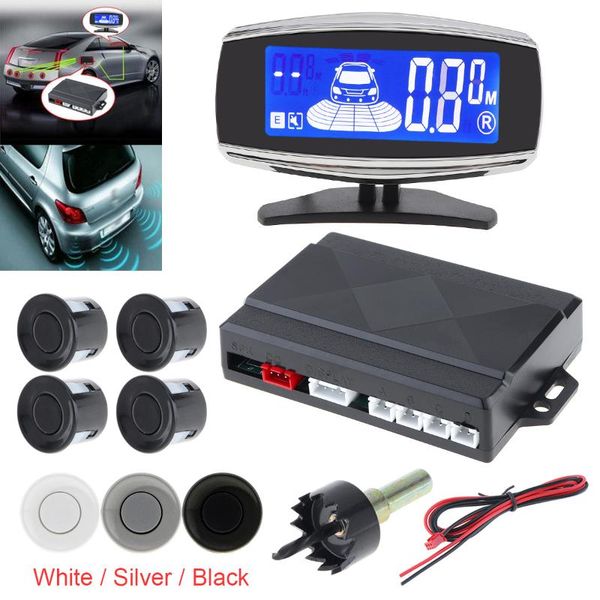 

car rear view cameras& parking sensors universal double cpu lcd display monitor sensor kit auto 4 alarm indicator reverse bac