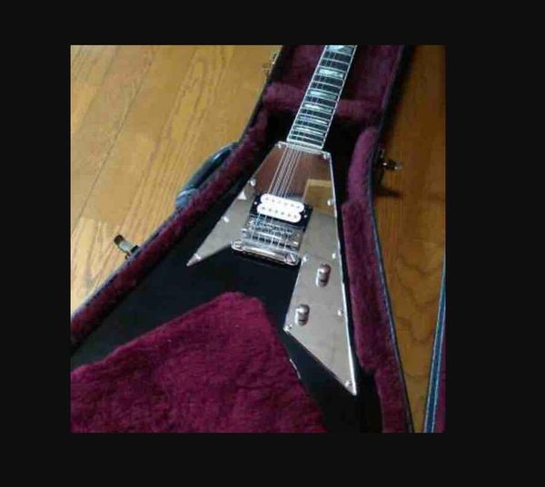 

paul stanley 1976 style flying v guitar with mirrored pickguard