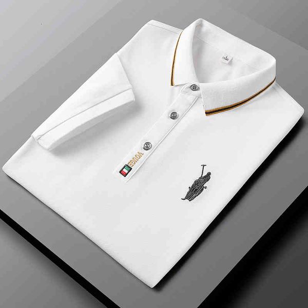 

men's polos moda marca masculina polo design negÃ³cios lazer algodÃ£o manga curta respirÃ¡vel camisa verÃ£o cor sÃ³lida lapela 8vvc, White;black