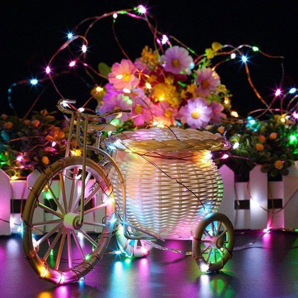 

strings solar string lights led waterproof fairy lamp outdoor battery multi color copper wire atmosphere lighting