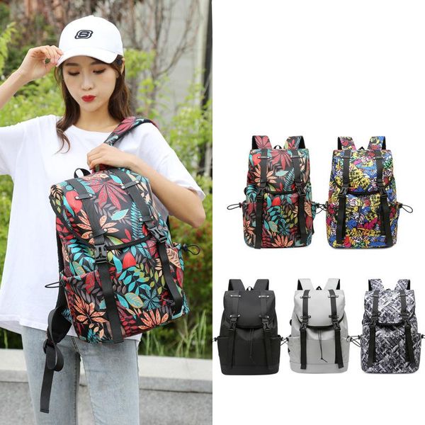 

backpack large capacity ladies printed waterproof polyester men women's bags travel computer backpacks