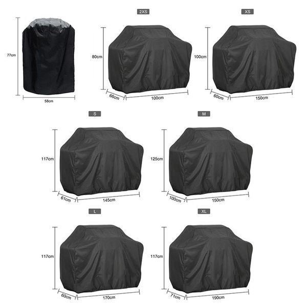 

tools & accessories 7 sizes black waterproof bbq cover barbeque grill anti dust rain gas charcoal electric