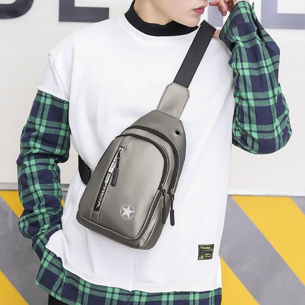 

leather men's chest bag large capacity travel hiking waist for women men casual male female bags
