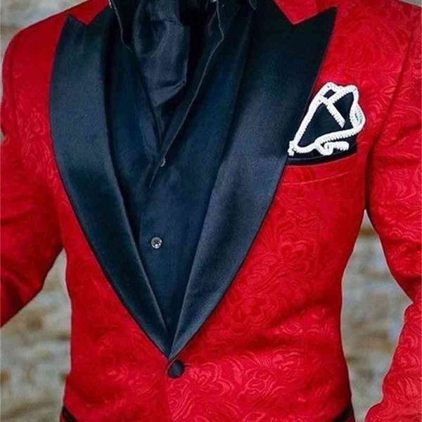 

men's suits & blazers custom made men red pattern and black groom tuxedos shawl satin lapel groomsmen wedding/prom man ( jacket+pa, White;black