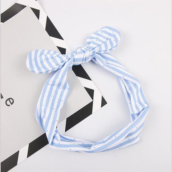 

girls dot bowknot print stripe headbands baby girl hair accessories children bow knot bands headwear, Slivery;white