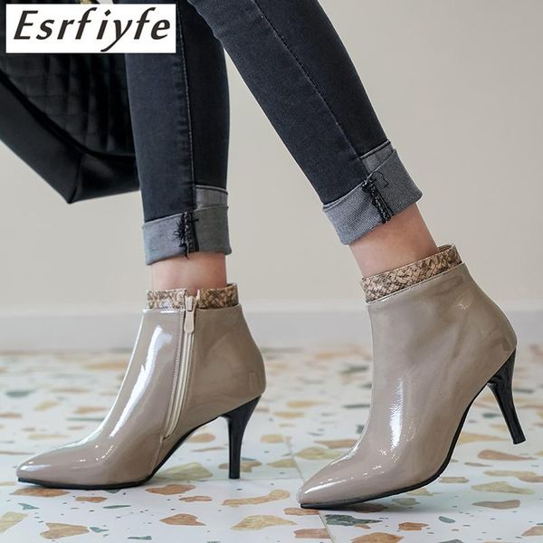 

boots esrfiyfe 2021 black ankle for women high heel pointed toe ladies autumn winter shoes woman botas invierno mujer