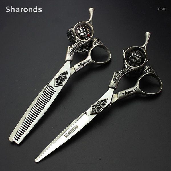 

inch professional hairdressing scissors set special thinning tooth retro style barber hair1