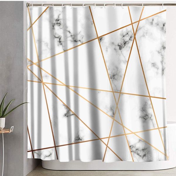 

shower curtains marble golden line curtain decor waterproof bathroom decorations