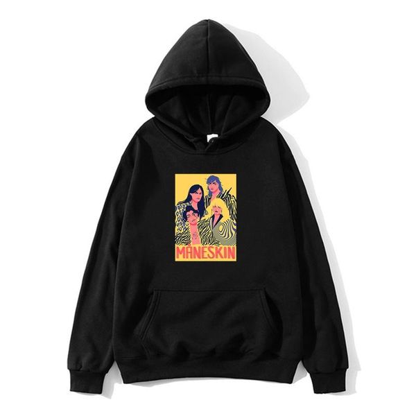 

men's hoodies & sweatshirts maneskin sweatshirt italian singer hoodie harajuku men thin streetwear casual oversize pullovers, Black
