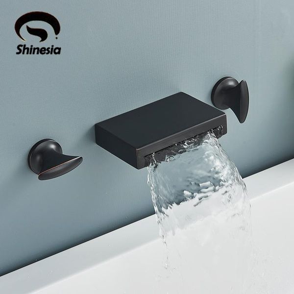 

shinesia waterfall bathtub faucet oil rubbed bronze bathroom shower and cold water mixer tap basin facuet for vessel sink sets