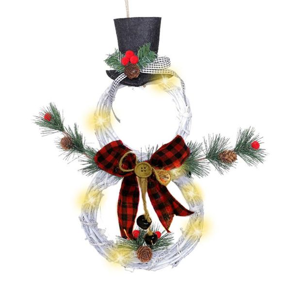 

christmas hang ornament led lamps snowman wreath rattan circle door home year party xmas tree pendants decor decorative objects & figurines