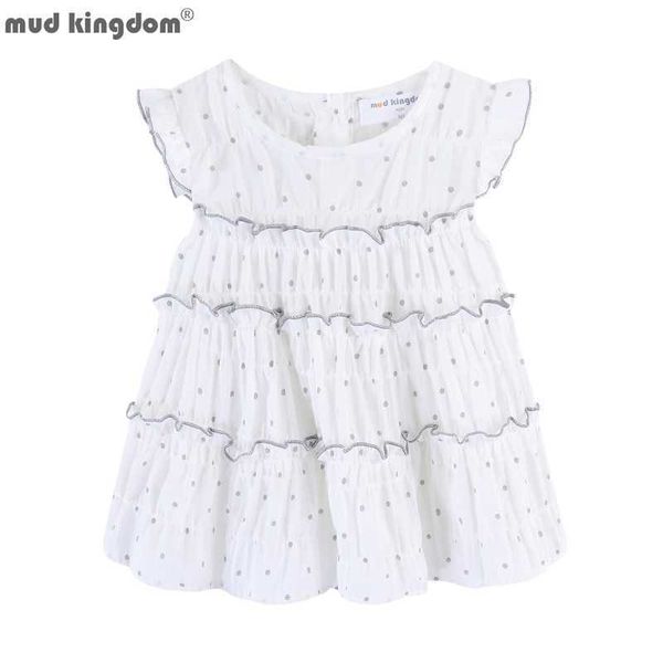 Mudkingdom verão bebê menina smocked vestido bolinhas para meninas roupas plufa festa joelho comprimento crianças vestidos crianças roupas 210615