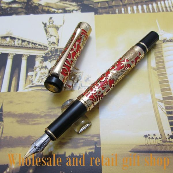 

jinhao q500 embossed golden dragon pen fountain metal gift ink pens