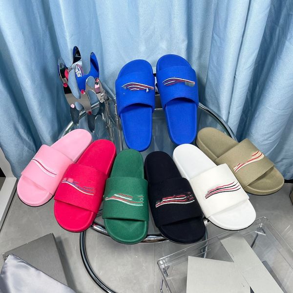 

2022 slippers designer sandals women and men beach flat casual leather comfortable embroidered summer shoes, Black