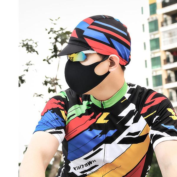 

cycling caps road mountain bike sun hat helmet wear breathable sweat absorption headdress outdoor bicycle cap headband & masks, Black