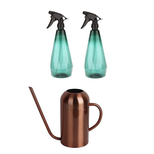 

pcs 1l empty spray bottle & 1x stainless steel watering can for indoor plants and garden, pot 53oz equipments