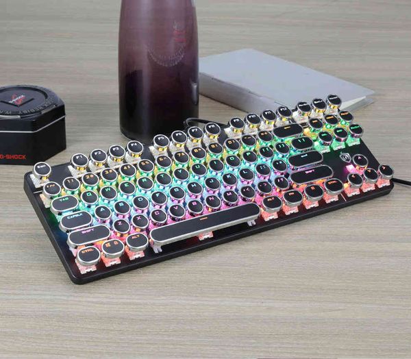 

keyboard meishang e917 punk luminous mechanical 87 key green axis game office notebook professional sales