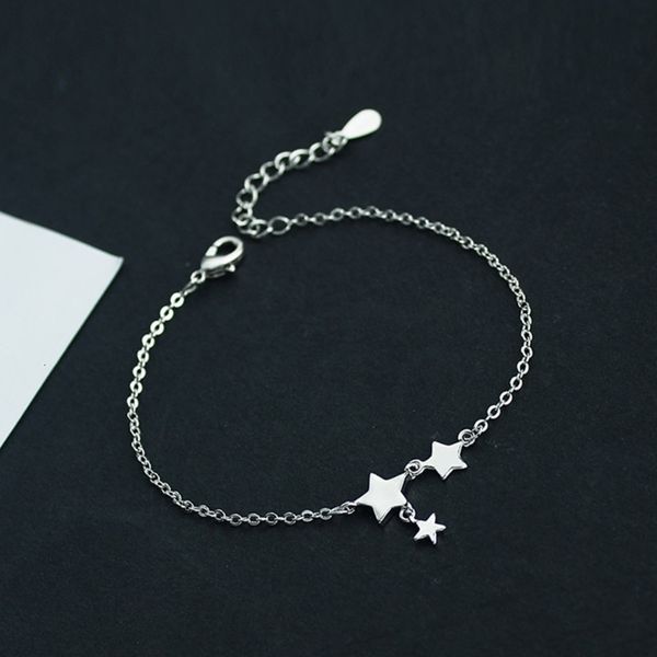 

925 silver cute five pointed three star bracelet, Red;blue