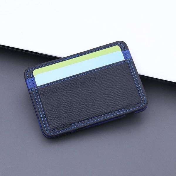 

brand men's leather magic wallet money clips thin clutch bus card bag for women small cash holder slim man purse wallets, Red;black