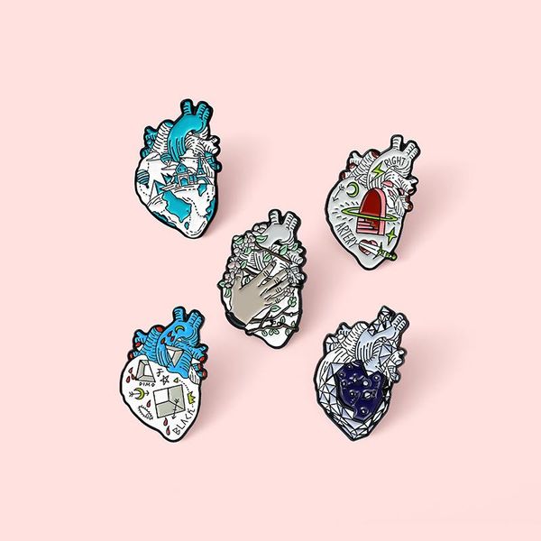 

pins, brooches fashion unique heart badge creative cartoon white castle night sky sword metal enamel brooch personality lapel backpack jewel, Gray