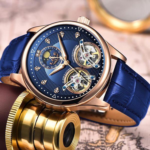 

wristwatches lige men's watches mens automatic mechanical sport watch men wirstwatch tourbillon reloj hombres 2021, Slivery;brown