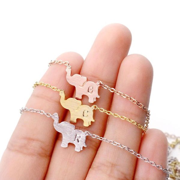 

pendant necklaces elephant necklace letternecklace jewelry kids initial baby fcn140, Silver