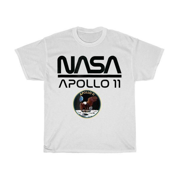 

apollo 11 nasa space moon landing astronaut logo t-shirt white s-5xl, White;black