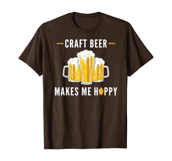 

craft beer makes me hoppy shirt - beer drinking tshirt gift, White;black