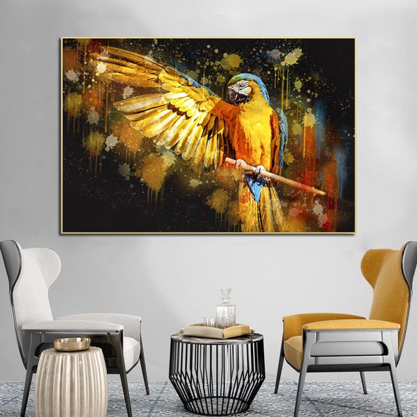 Poster Parrot Poster Animal Pictures Wall Art per soggiorno Decorazione per la casa moderna Decorazione colorata di pittura senza cornice