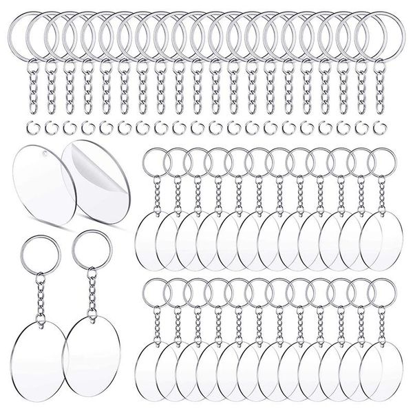 

towel 150 pcs 2 inches acrylic transparent discs and key chains set, clear blank round keychain for diy projects