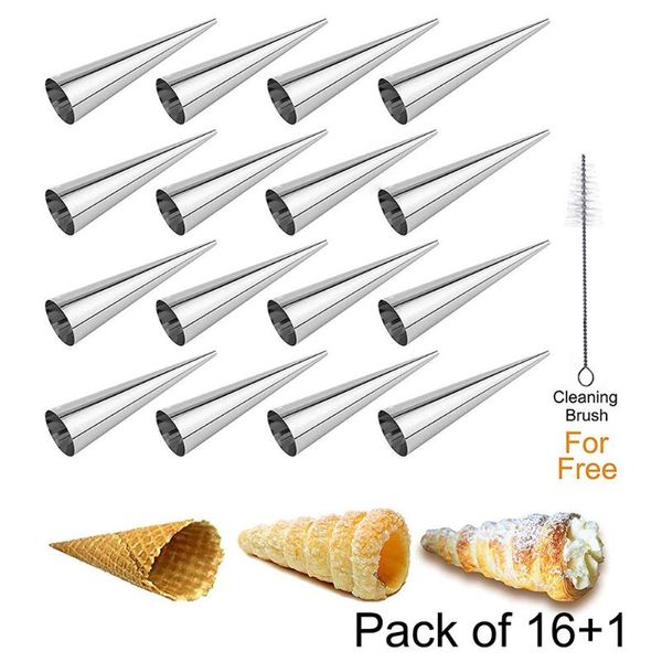 

baking & pastry tools stainless steel cream trumpet conical beveler croissant tool spiral tubes horn bread making cake mold supplies
