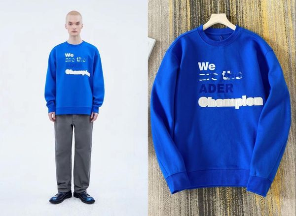 

men's hoodies & sweatshirts 2021 fw blue letter printed patch o-neck sweatshirt 1:1 men women pullover adererror hoodie oversize, Black