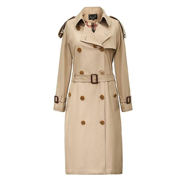 

women's trench coats x-long windbreaker european and american urban casual slim comfortable jacket on spring autumn, Tan;black