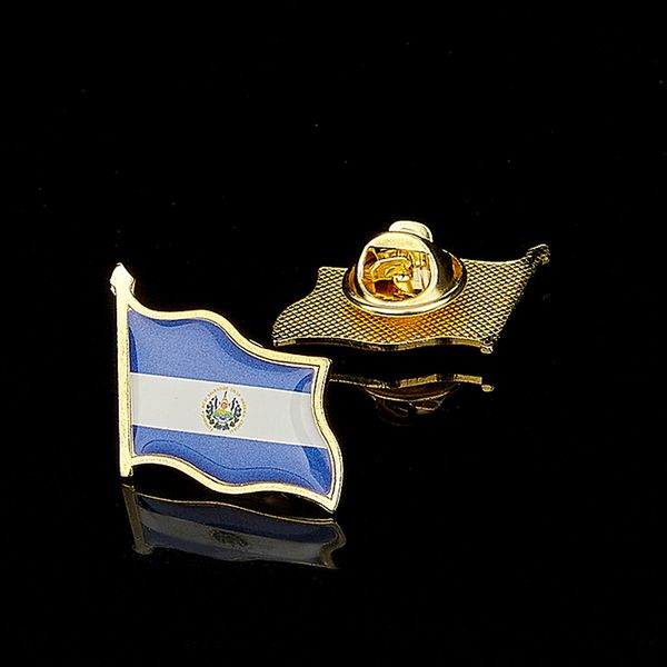

30pcs central america the republic of el salvador novelty waving flag craft pattern gold plated brooch lapel pins gift