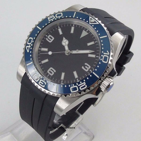 

fashion sterile automatic watch bliger 40mm saffier glass miyota movement ss case rubber strap, Slivery;brown
