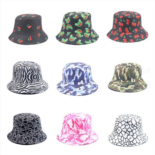 

20 bucket hats printed fisherman hat spring and summer outdoor sunshade double sided basin panama, Blue;gray