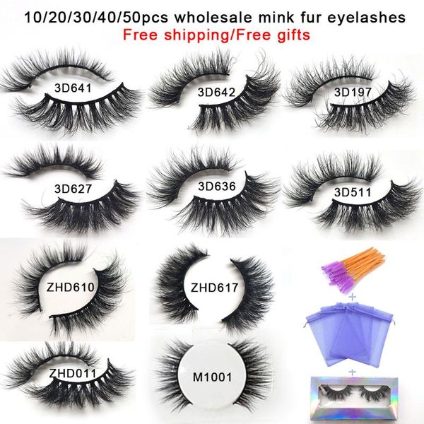 

10/20/30/40/50pcs pairs 3d mink lashes natural false eyelashes dramatic fluffy soft wispy volume cross reusable eyelash makeup