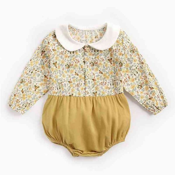 

bear leade girls baby flowers rompers spring autumn born floral casual clothes infant patchwork outfits toddler cute suit 210429, Blue