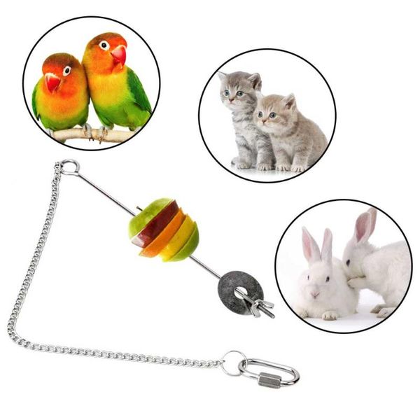 

other bird supplies parrot cage accessory chicken toy stainless steel vegetable veggies skewer forks hanging feeder pet fruit holder